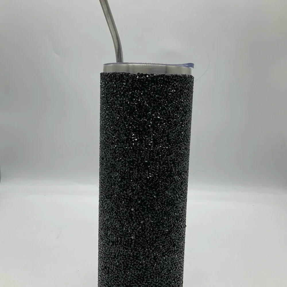 THE BACK IN BLACK BLING 30 oz DOUBLE CHUNKY BLING TUMBLER INSULATED HOT COLD BEV